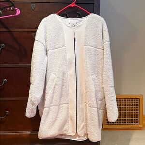 Lululemon Collarless Textured Fleece Full Zip jacket in White Opal